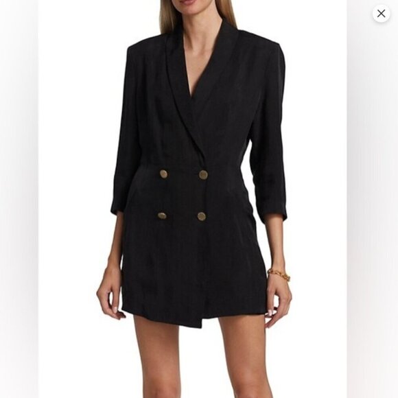 ba&sh Arya Blazer Button Dress (Women's size 8 US) Black Cupro NWT - Picture 2 of 16